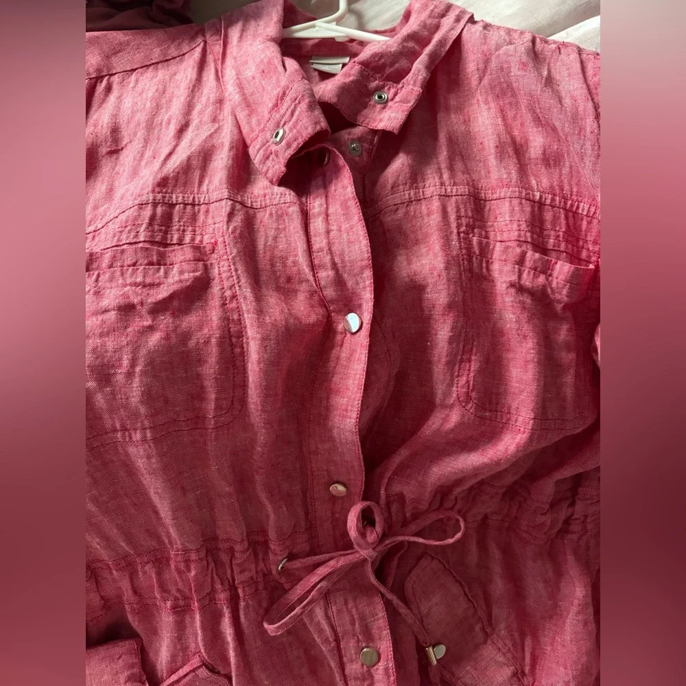 Chico's light red linen utility jacket - Picture 2 of 5